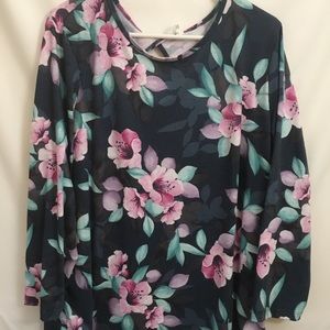 Ideology Floral Long Sleeve Tunic Plus Size Top